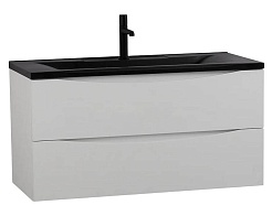 BelBagno Мебель для ванной Marino 100 Bianco Opaco с раковиной BB1000/445-LV-ART-PR-NERO – фотография-3